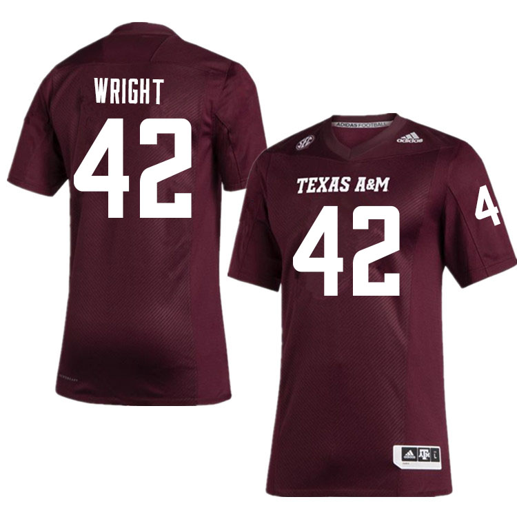 Men #42 Max Wright Texas A&M Aggies College Football Jerseys Sale-Maroon
